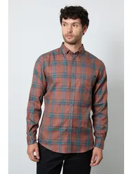 Brick Rust Window Check Long Sleeve Shirt - 1