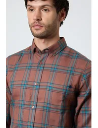 Brick Rust Window Check Long Sleeve Shirt - 2