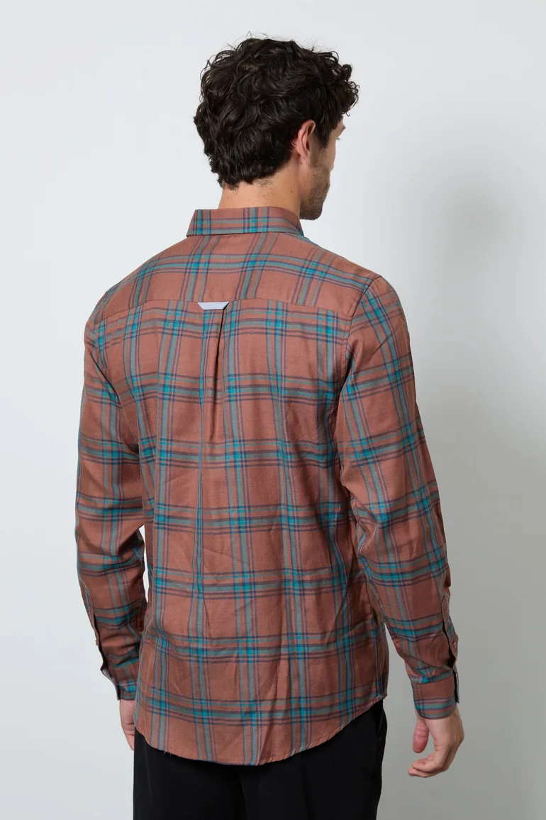 Brick Rust Window Check Long Sleeve Shirt - 3
