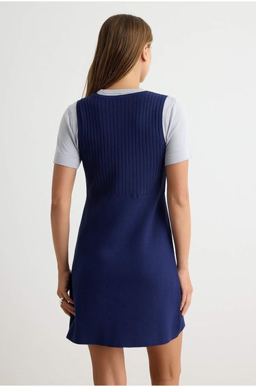 Navy Blue United Knitwear Blouse Detailed Mini Knitwear Dress product thumbnail 4