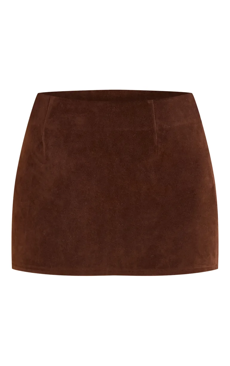 Dark Brown Suede Mini Skirt - 5