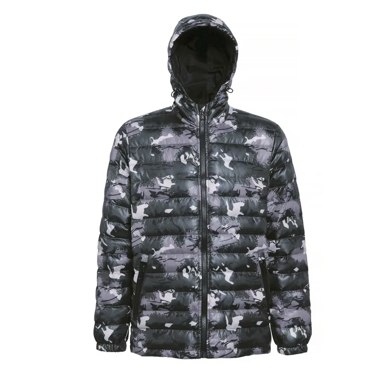 2786 Mens Hooded Water & Wind Resistant Padded Jacket - Camo Green