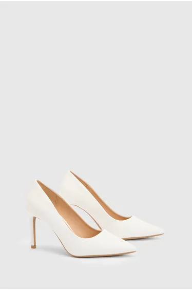 Dash Pointed High Stiletto Heel Faux Leather Court Shoes