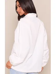 Petite Cream Funnel Neck Drawstring Hem Windbreaker Jacket - 1