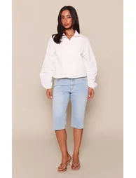 Petite Cream Funnel Neck Drawstring Hem Windbreaker Jacket - 2