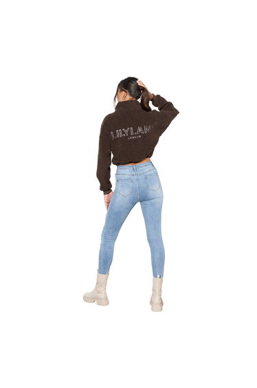 Lily Lane Womens/Ladies Kimora Borg Funnel Neck Hoodie - Brown product thumbnail 2