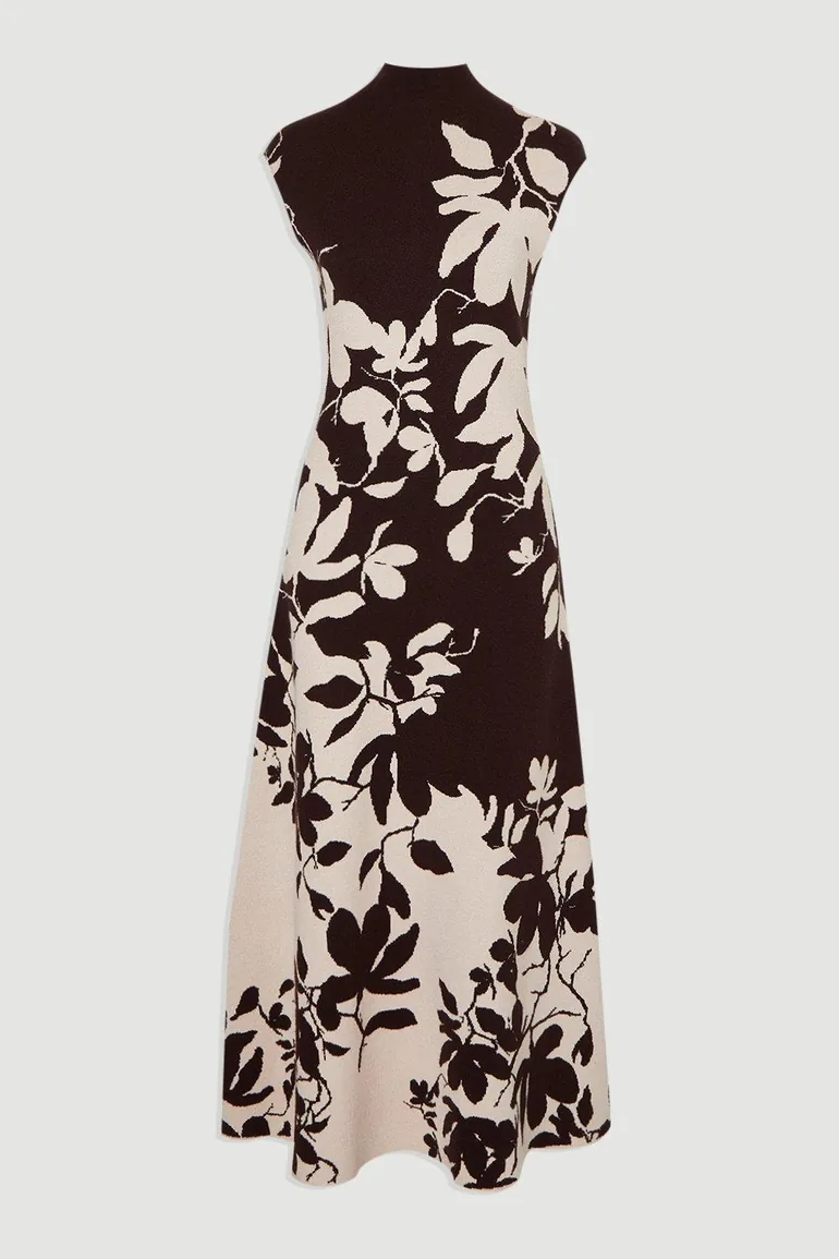 Jacquard Floral Knitted Maxi Dress - 2