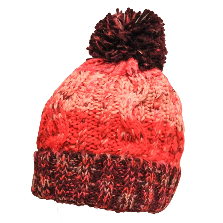 Beechfield Womens/Ladies Corkscrew Pom Pom Beanie - Cherry Sherbet - 2