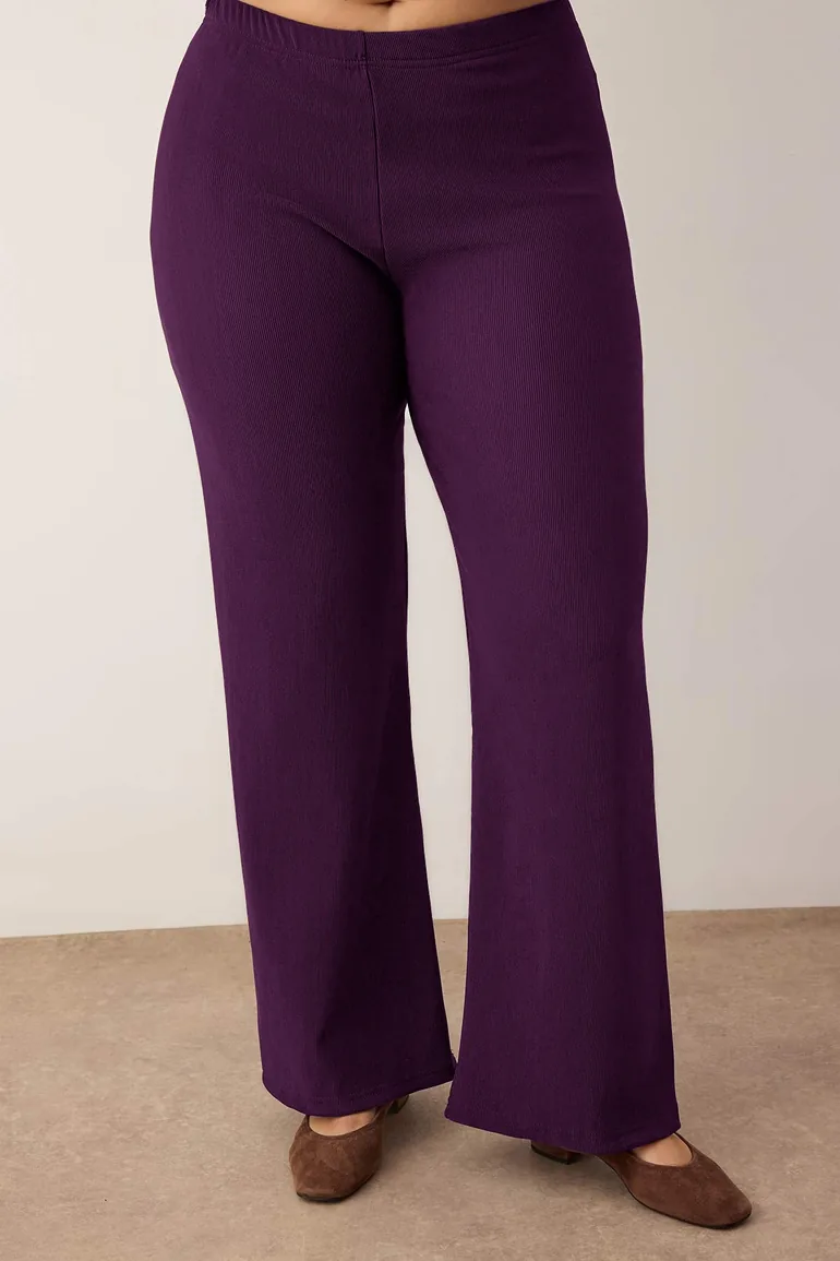 Plum bicycle collar button detailed knitted large size bottom - 2