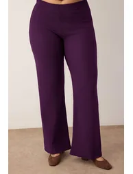 Plum bicycle collar button detailed knitted large size bottom - 2