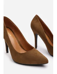 Leah Pointed Toe Pump High Heel In Khaki Suede - 3