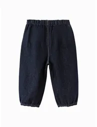 Girls' Elastic Waist Denim Pants - 1