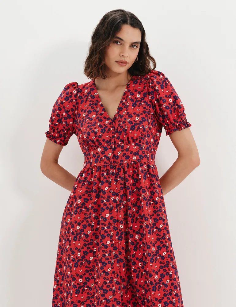 Samantha Button Through Midi Dress - 4