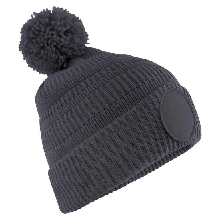 Beechfield Mens Patch Beanie - Graphite Grey