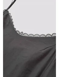 Lace Ruffle Panelled Asymmetric Cami Dress in Smoke - 6