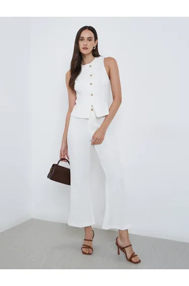 Cream Flared Trousers