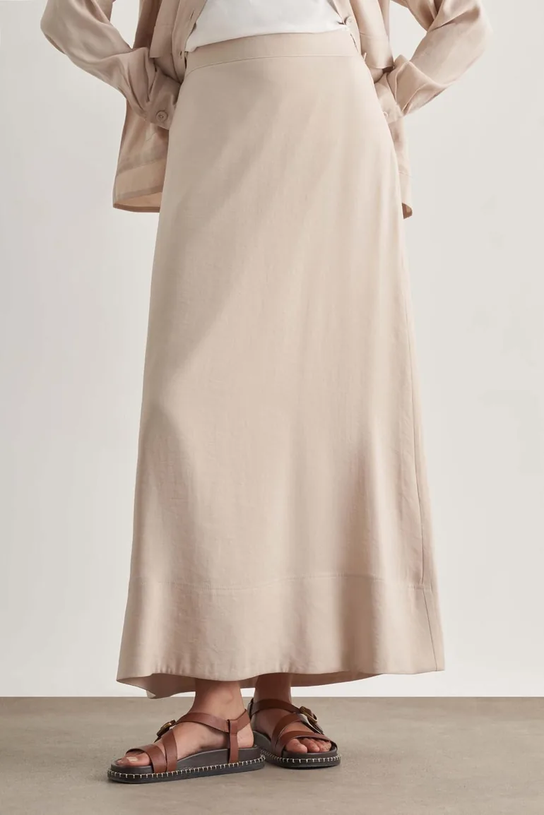 Mizalle Modal Blend Maxi A-Line Skirt - 3