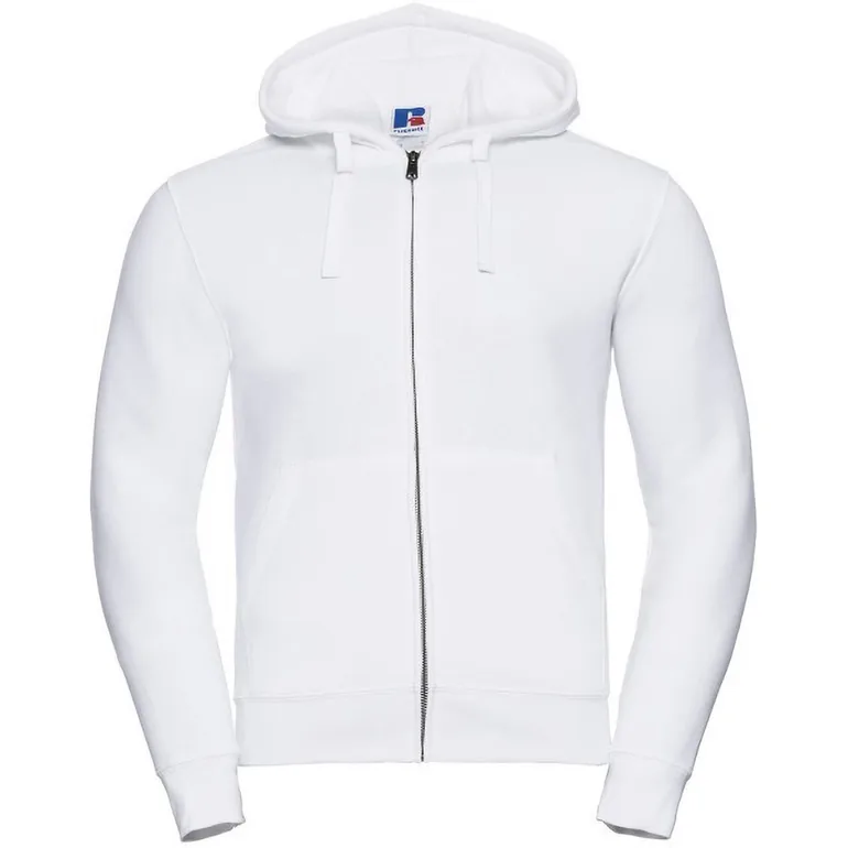 Russell Mens Authentic Full Zip Hooded Sweatshirt / Hoodie - White
