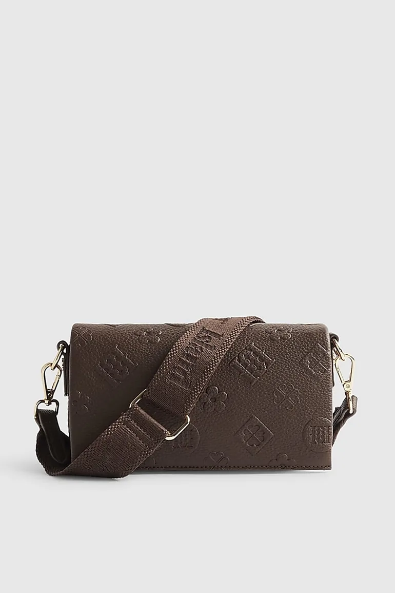 Brown Embossed Monogram Cross Body Bag - 2