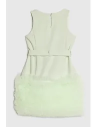 Girls Green 3d Organza Hem Dress - 1