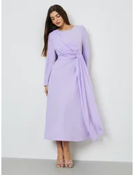 Lilac Embellished Draped A-Line Maxi Dress - 2