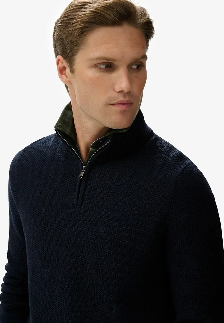 Textured Jumper with Trucker Neck - 4