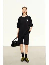 Embroidered air-layer knit tee