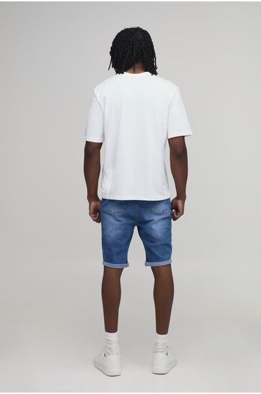 Tall Skinny Stretch Fit Denim Shorts - mid blue product thumbnail 2