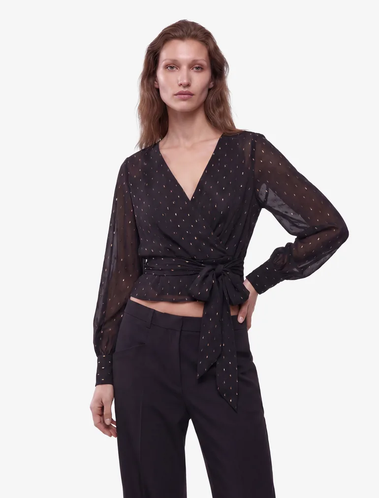Sheer Wrap Blouse - 1