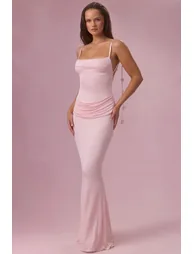 Premium Jersey Draped Gown in Baby Pink