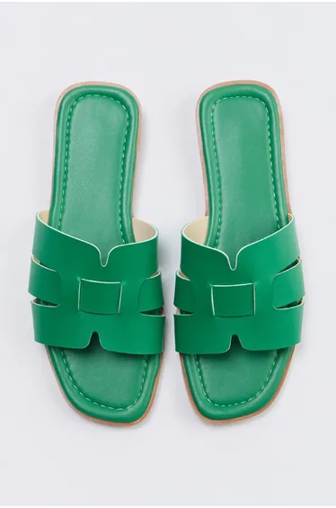 Petrol Green Single Band Casual Women's Slippers