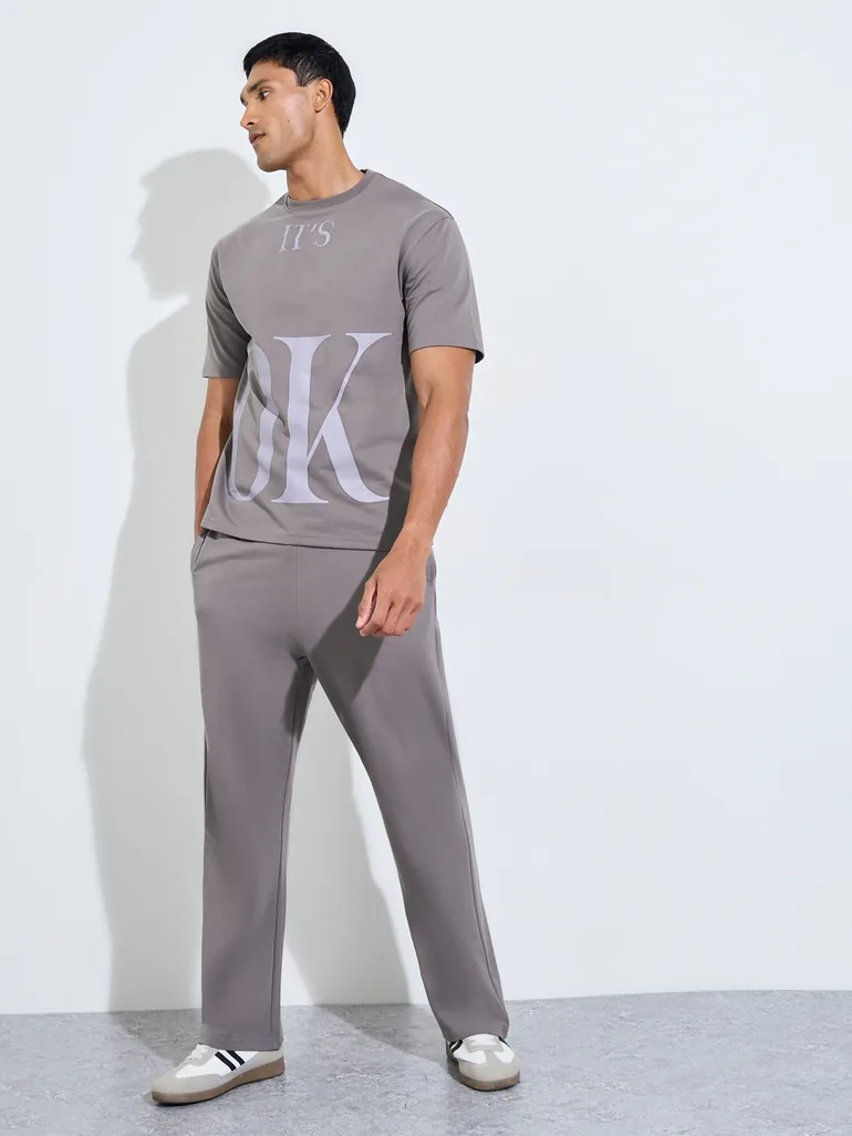 Men Slogan Print Oversized T-Shirt and Joggers Set