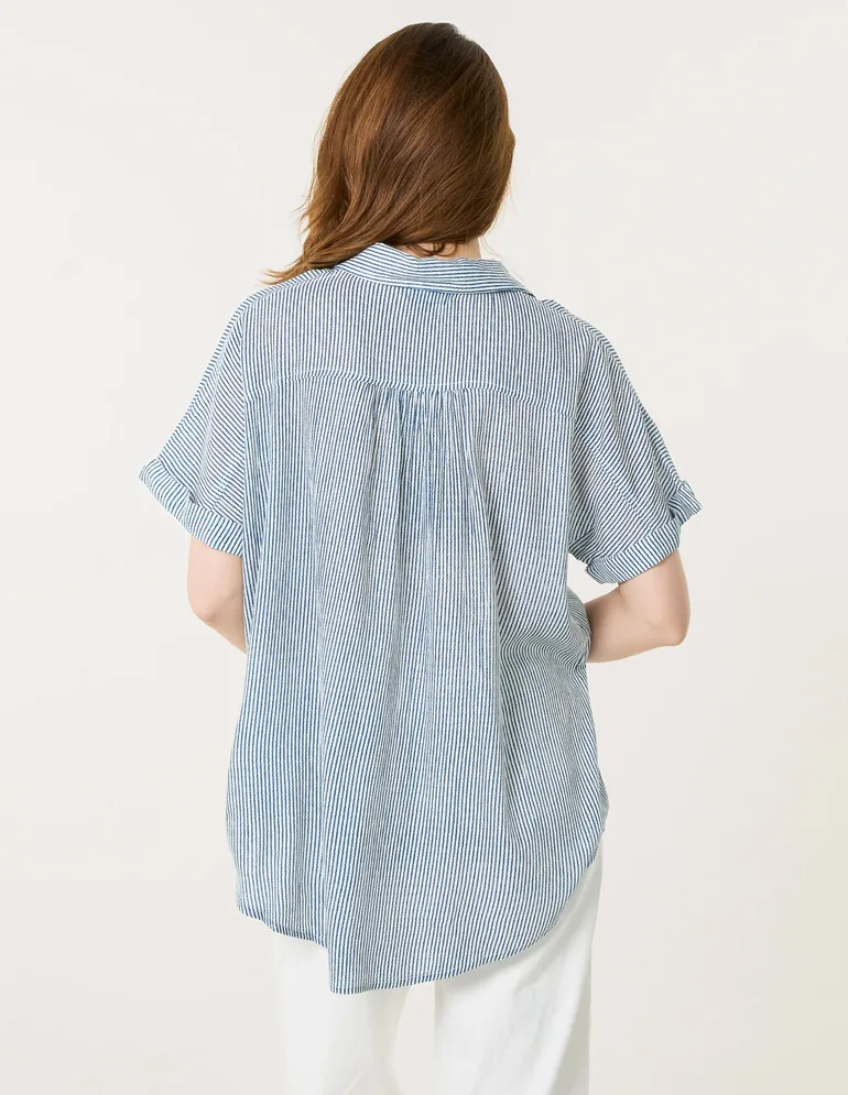 Stripe Button Front Shirt - 3