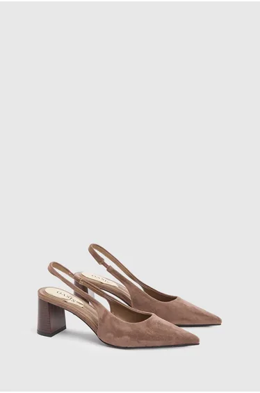Abigail Faux Suede Slingback Block Heel Court Shoes