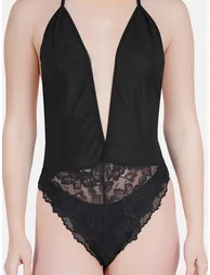 Black Lace Detail Bodysuit - 3