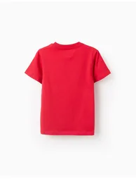 Pack of 2 Cotton T-shirts for Boys, White/Red - 1