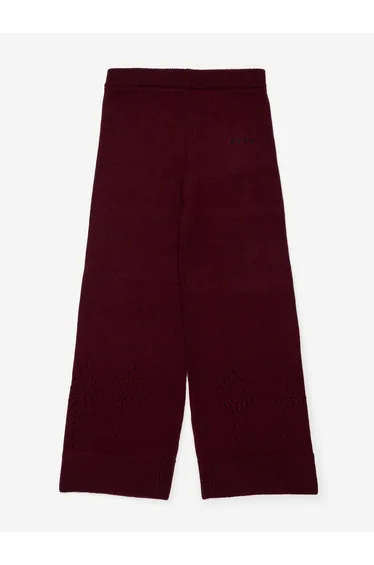 Girls Wool Knit Trousers in Red