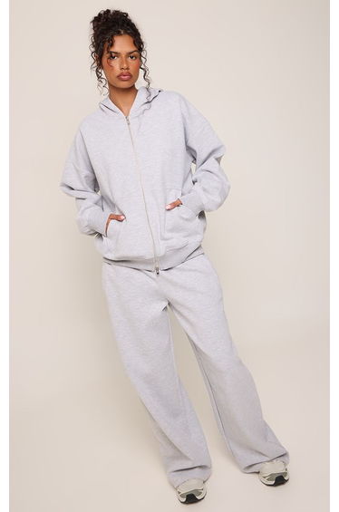 Grey Marl Interlock Wide Leg Joggers product thumbnail 2