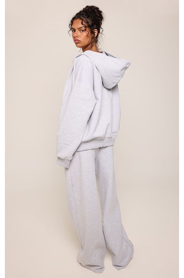 Grey Marl Interlock Wide Leg Joggers product thumbnail 4