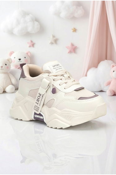 Kids Beige Purple Children's Sneaker Casual Sports Shoes