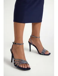 Sophie Satin Embellished High Stiletto heeled Sandals