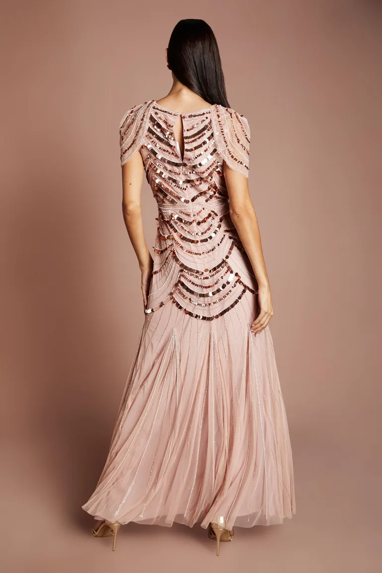 Cape Shoulder Embellished Maxi Dress - 2