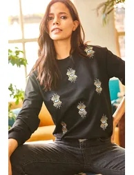 Sweatshirt - Black - Regular fit - 2