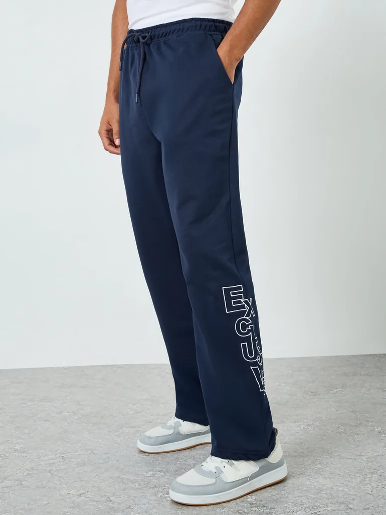 Men Straight Leg Terry Tonal Embroidery Joggers - 1