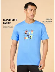Men Blue Graphic Print Short Sleeve T-Shirt - 3