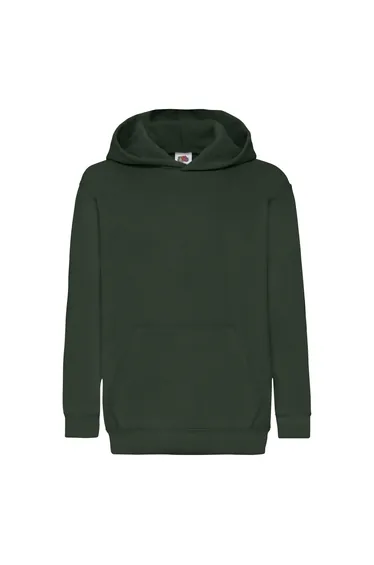 Fruit Of The Loom Older Kids Unisex Classic 80/20 Hoodie - Bottle Green