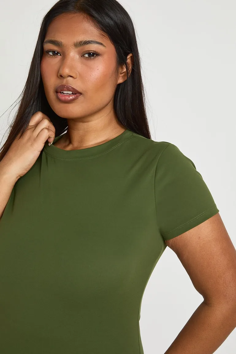 Plus Supersoft Peached Sculpt Top - dark olive - 3