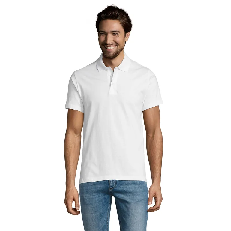 SOLS Mens Prescott Jersey Short Sleeve Polo Shirt - White - 3