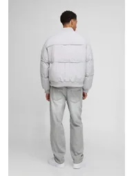 Oversized Fit Pleated Panel Bomber Jacket - grey - 1
