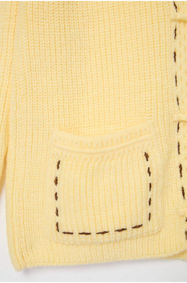 Yellow Color Block Thick Stand Collar Oversize Mandarin Knitwear Cardigan product thumbnail 3